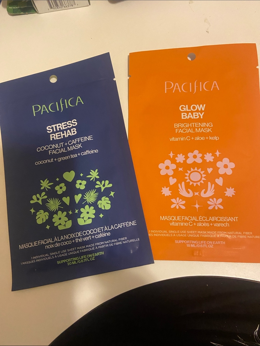 Pacifica Glow Baby & Stress Rehab Facial Mask Duo - Orange & Navy